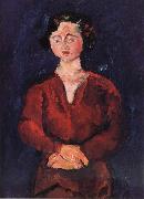 Chaim Soutine Jeune Femme En Rouge oil on canvas